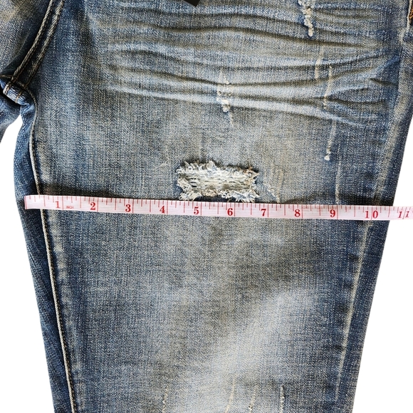 Men's Blue Distressed Jeans Tall Length. Size 36x34 - Picture 5 of 14